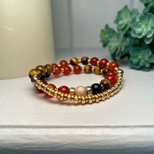 Carnelian & Tigers Eye 27 Beaded Bracelet
